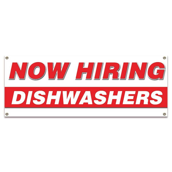 Now Hiring Dishwashers Banner Apply Inside Accepting Application Single Sided